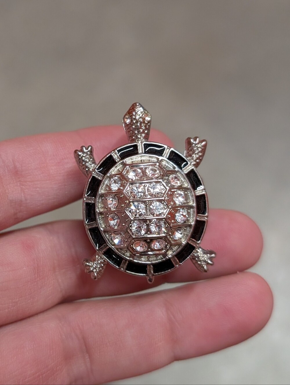 Crystal Turtle Ring And Watch - Silver and Black